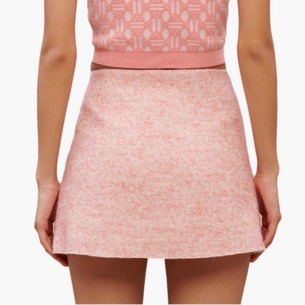 NWT Maje Janello Pleated Tweed Mini Skort Pink Rose - Size: 10 US / 42 EU - Picture 4 of 13